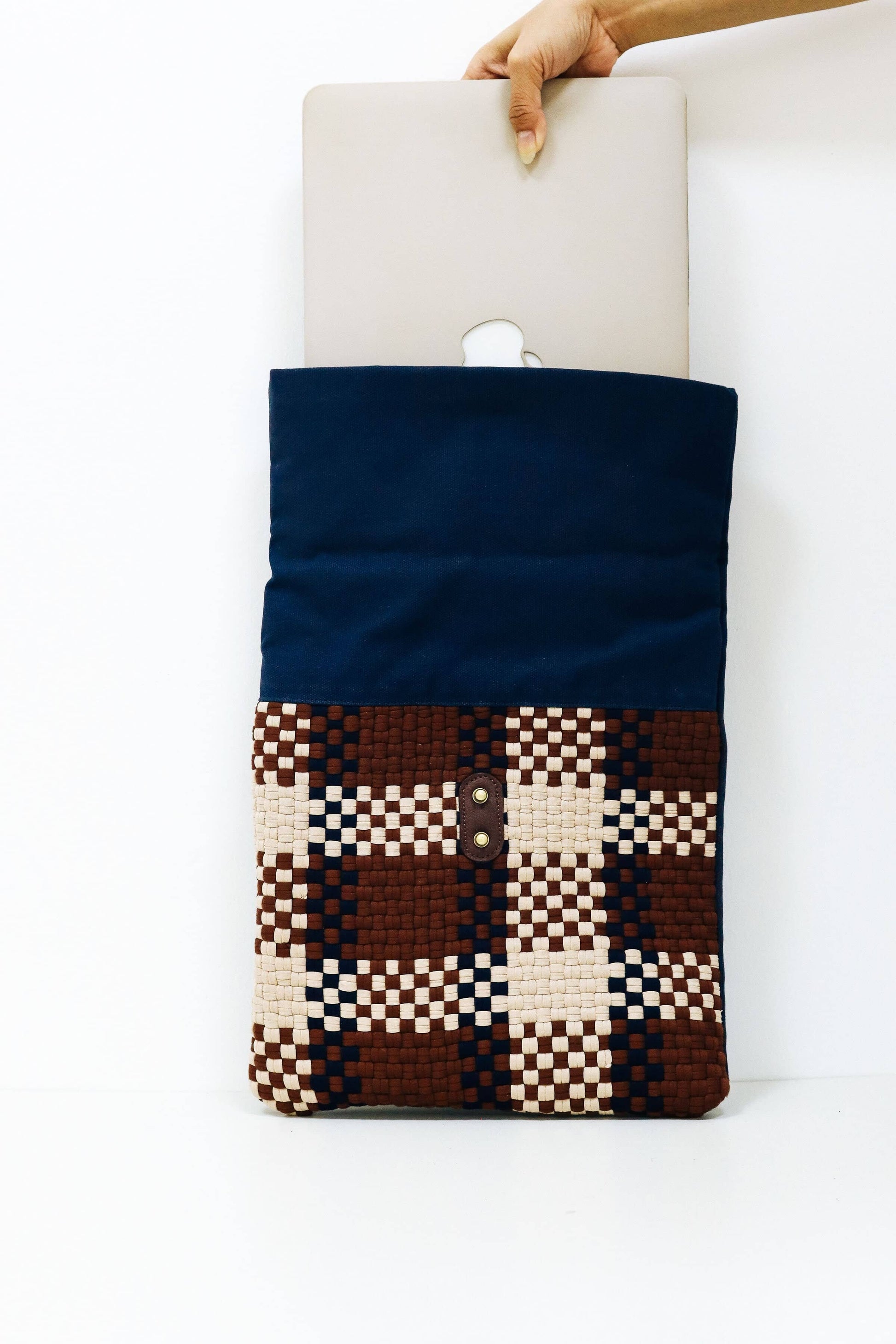 Charlie Laptop Sleeve - Brown & Navy Fashion Rags2Riches
