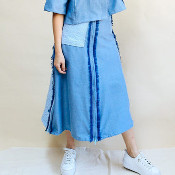 [Ready Today] 4-Way A-Line Skirt Chambray & Binetwagan