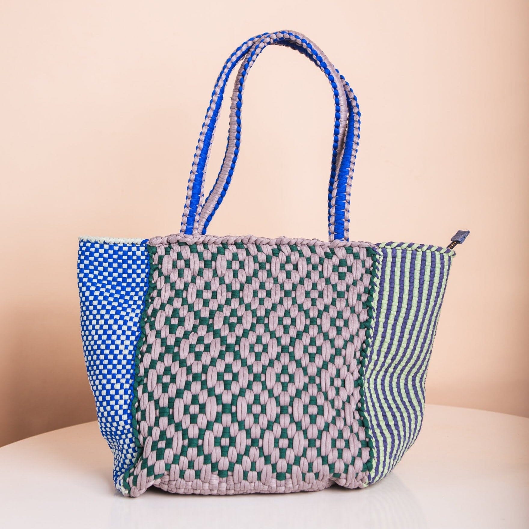 [Ready Today] Multi Weave Tote Large Aurora Fashion Rags2Riches