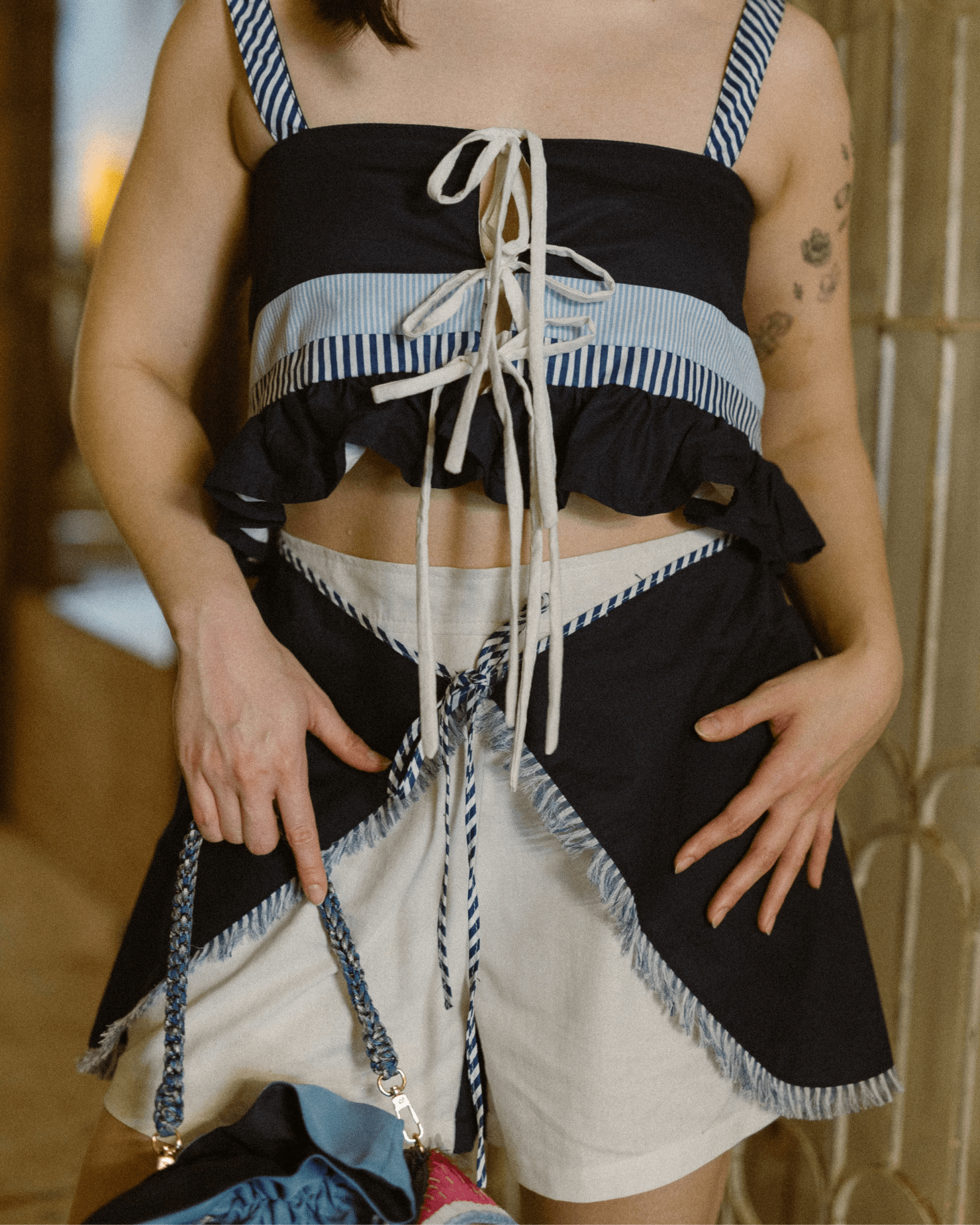 Tara Na Shorts Navy & White Fashion Rags2Riches