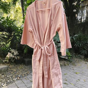 Linen Lounge Robe - Short Blush