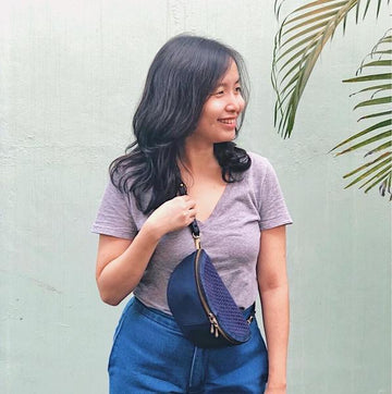 Noah Fanny Pack Navy with Black Leather Fashion Rags2Riches