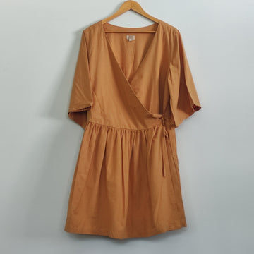 [SAMPLE] Relaxed Wrap Dress Apricot