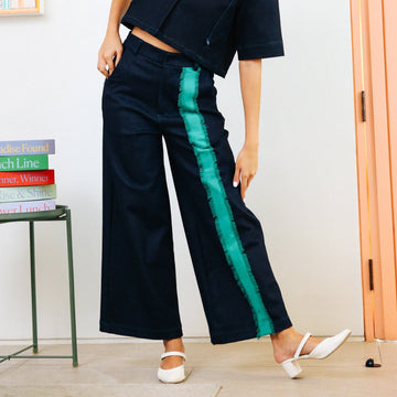 Striped Wide-Legged Pants Denim Fashion Rags2Riches