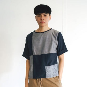 The Patchwork Shirt Navy & Gray