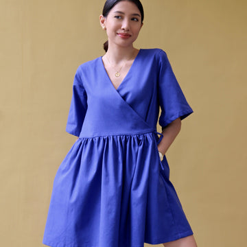 The Relaxed Wrap Dress Royal Blue