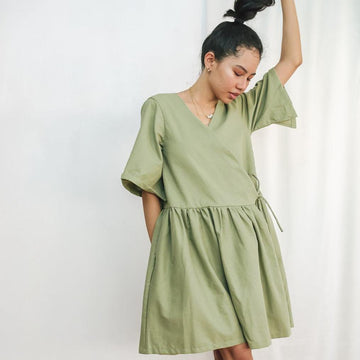 The Relaxed Wrap Dress Sage