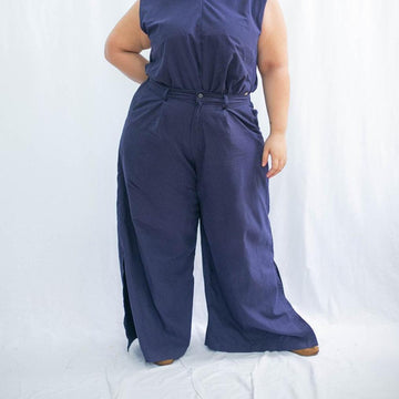 The Wide Pleated Trousers Navy Fashion Rags2Riches