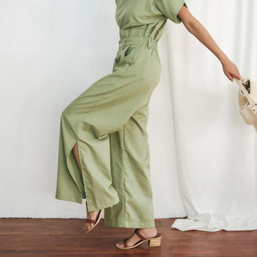 The Wide Pleated Trousers Sage