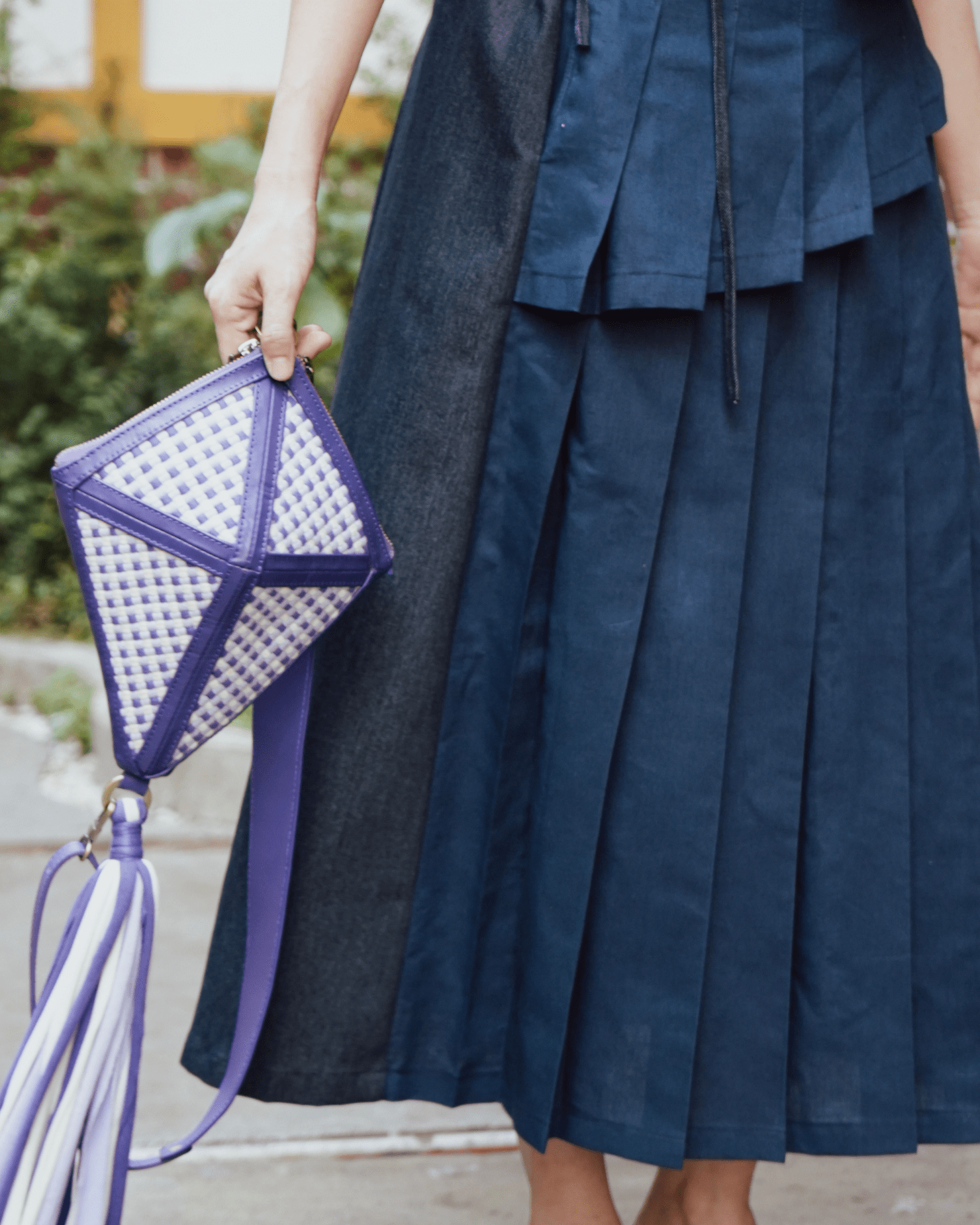 2-Way Pleated Wrap Skirt Navy Blue Fashion R2R On Repeat