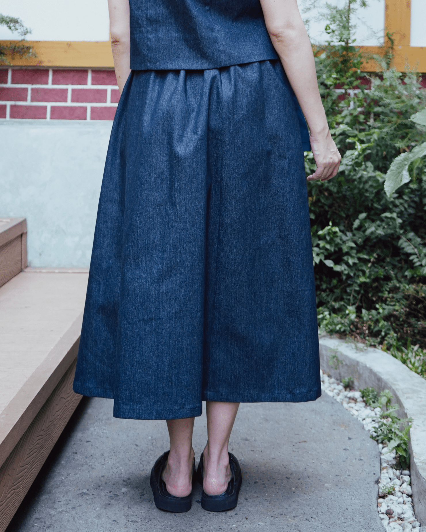 2-Way Pleated Wrap Skirt Navy Blue Fashion R2R On Repeat