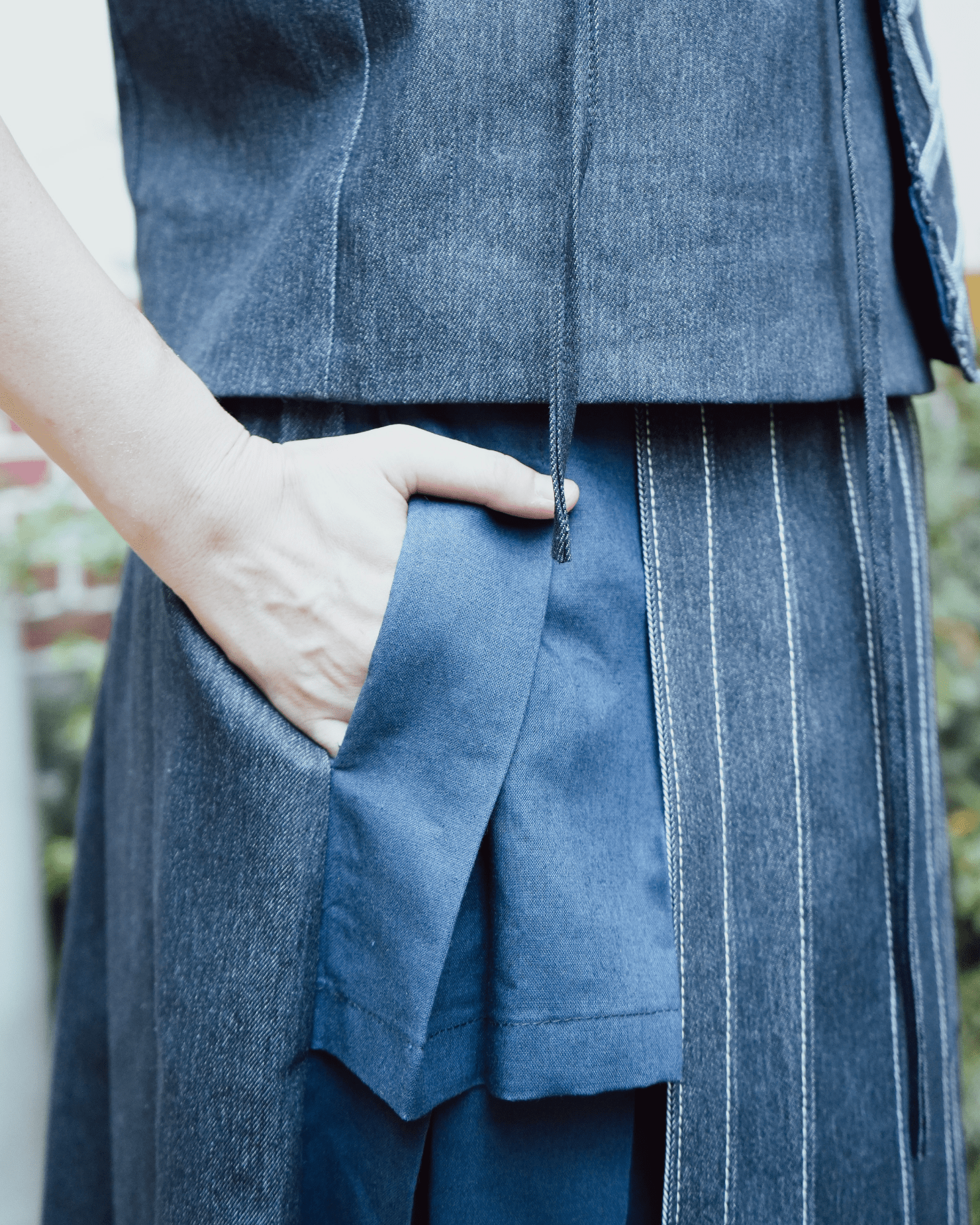 2-Way Pleated Wrap Skirt Navy Blue Fashion R2R On Repeat