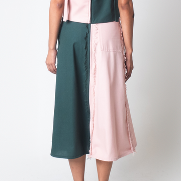 [Ready Today] 4-Way A-Line Skirt Pink & Green