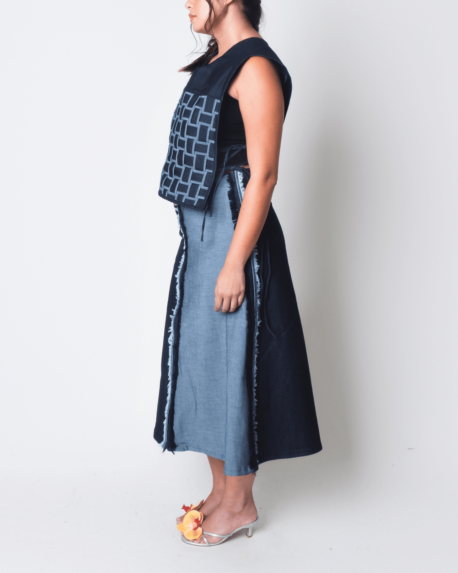 4-Way A-Line Skirt Two-Tone Denim Fashion Rags2Riches