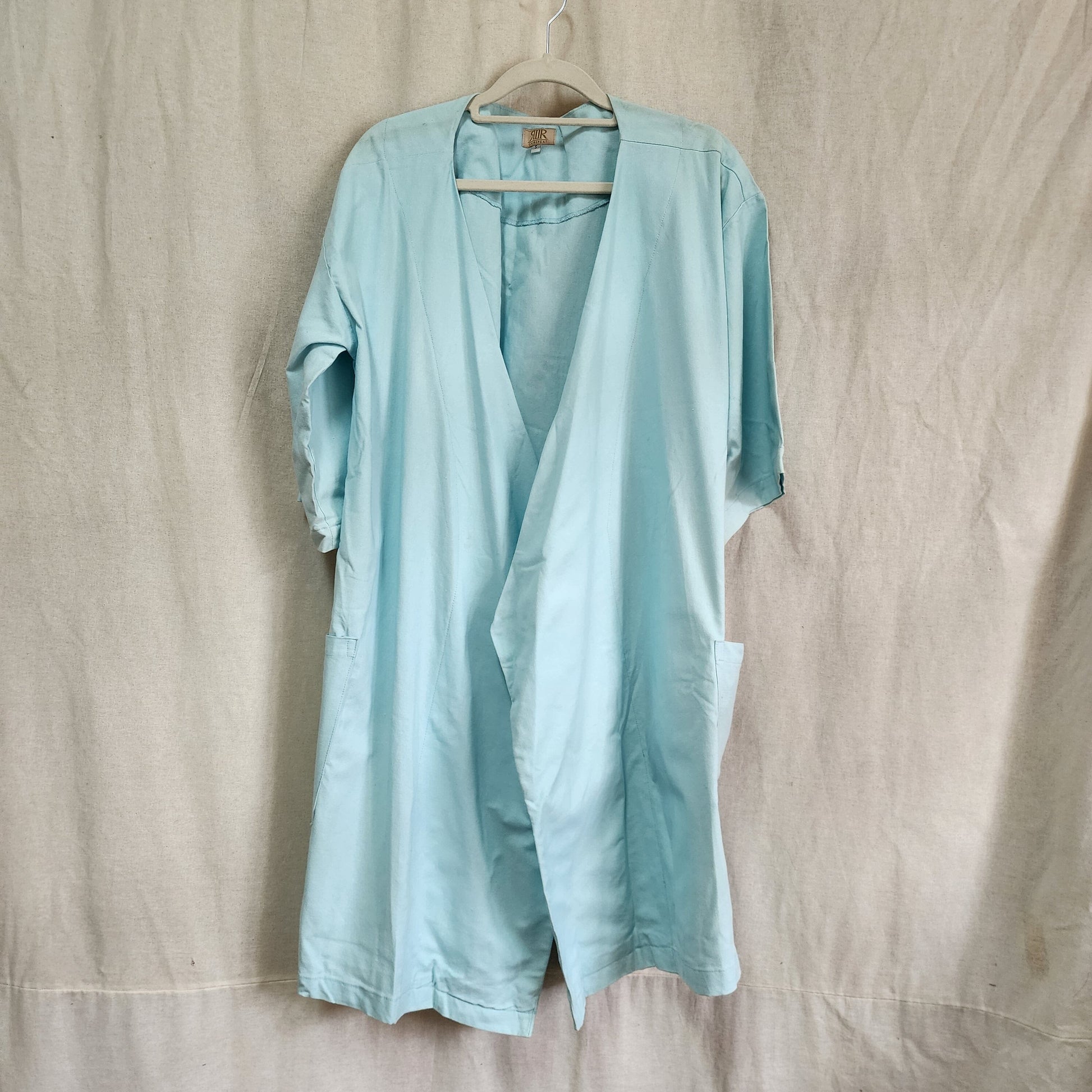 [RE - LOVE] Linen Lounge Robe - Short Light Blue Fashion Rags2Riches