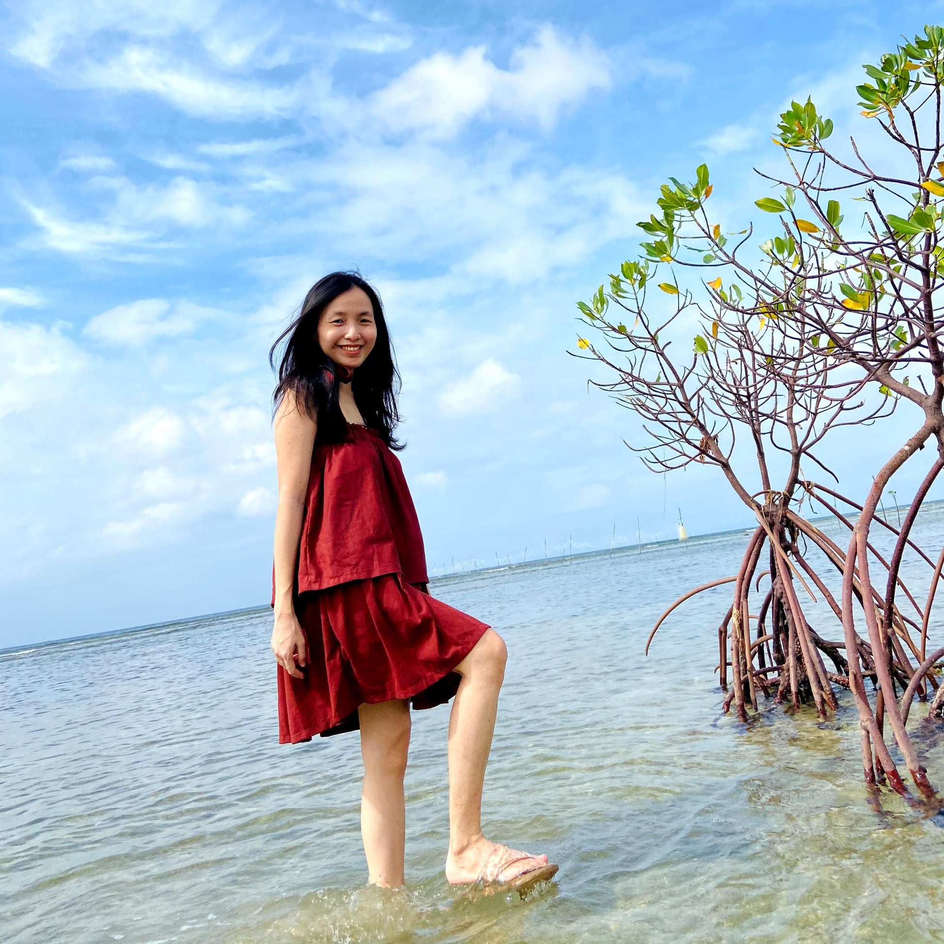 [RE - LOVE] Sayaw 3-Tiered Dress Maroon Fashion Rags2Riches