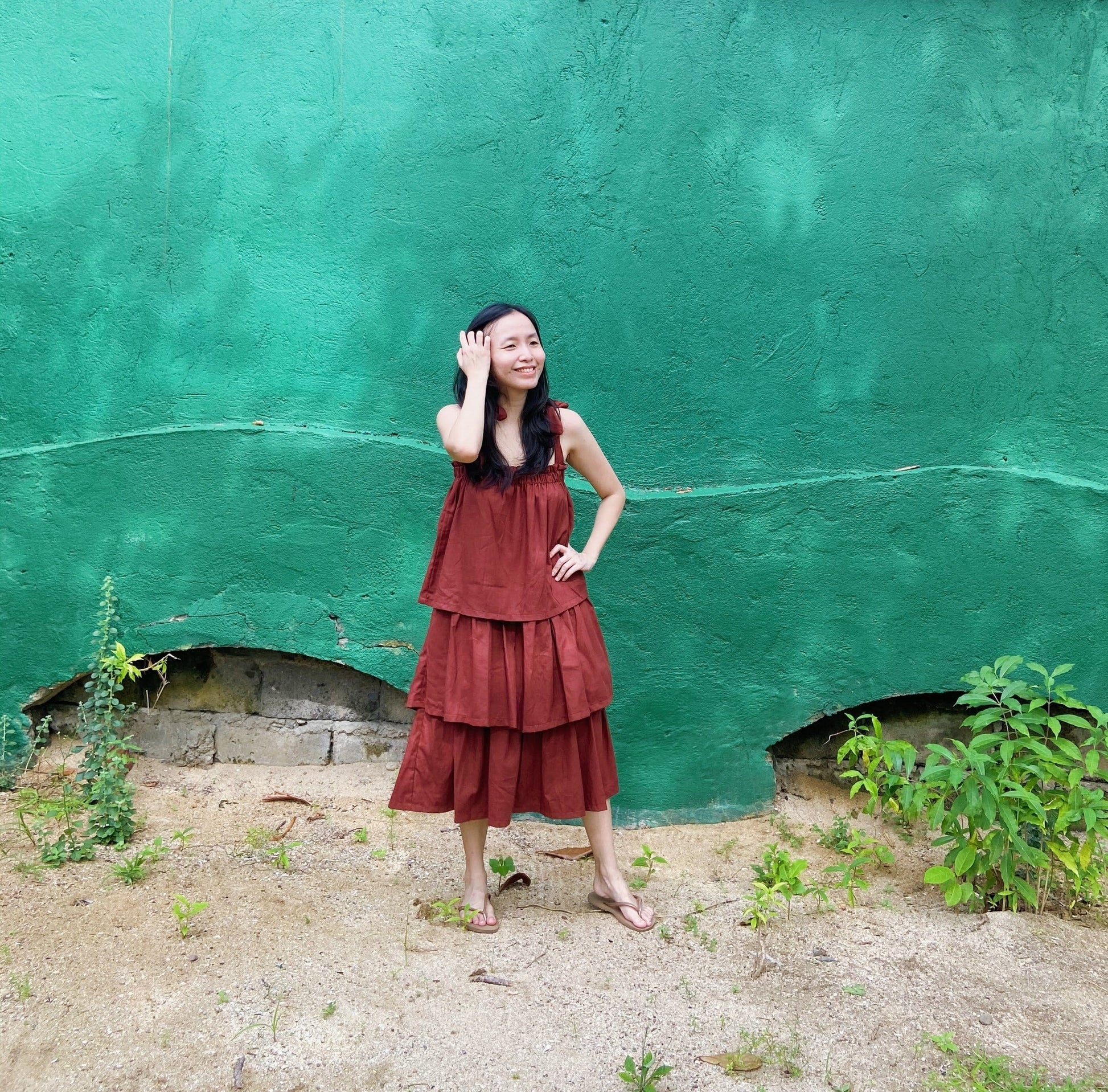 [RE - LOVE] Sayaw 3-Tiered Dress Maroon Fashion Rags2Riches