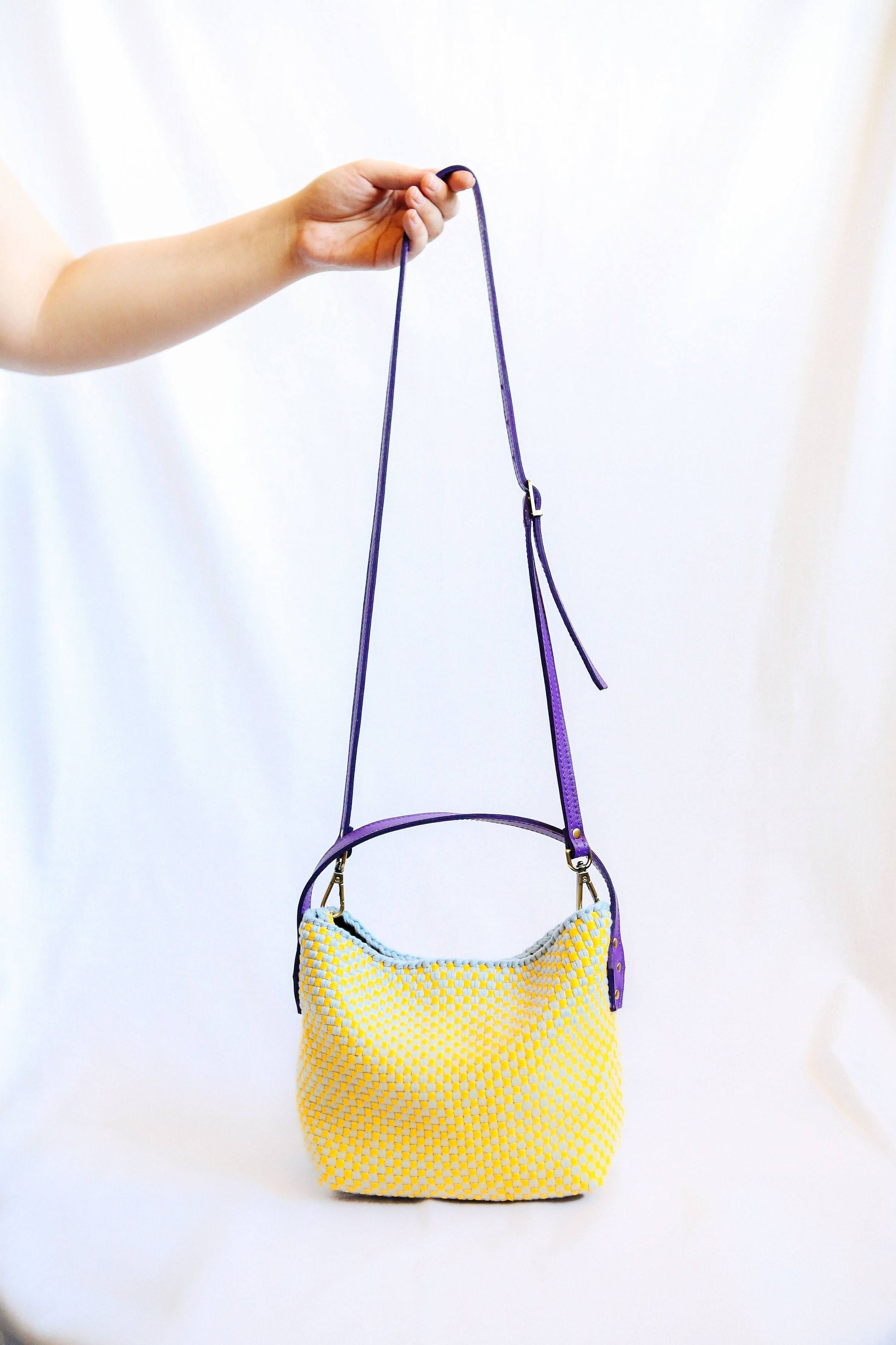 [Ready Today] Buslo Micro Checkerboard Sky & Canary Fashion Rags2Riches