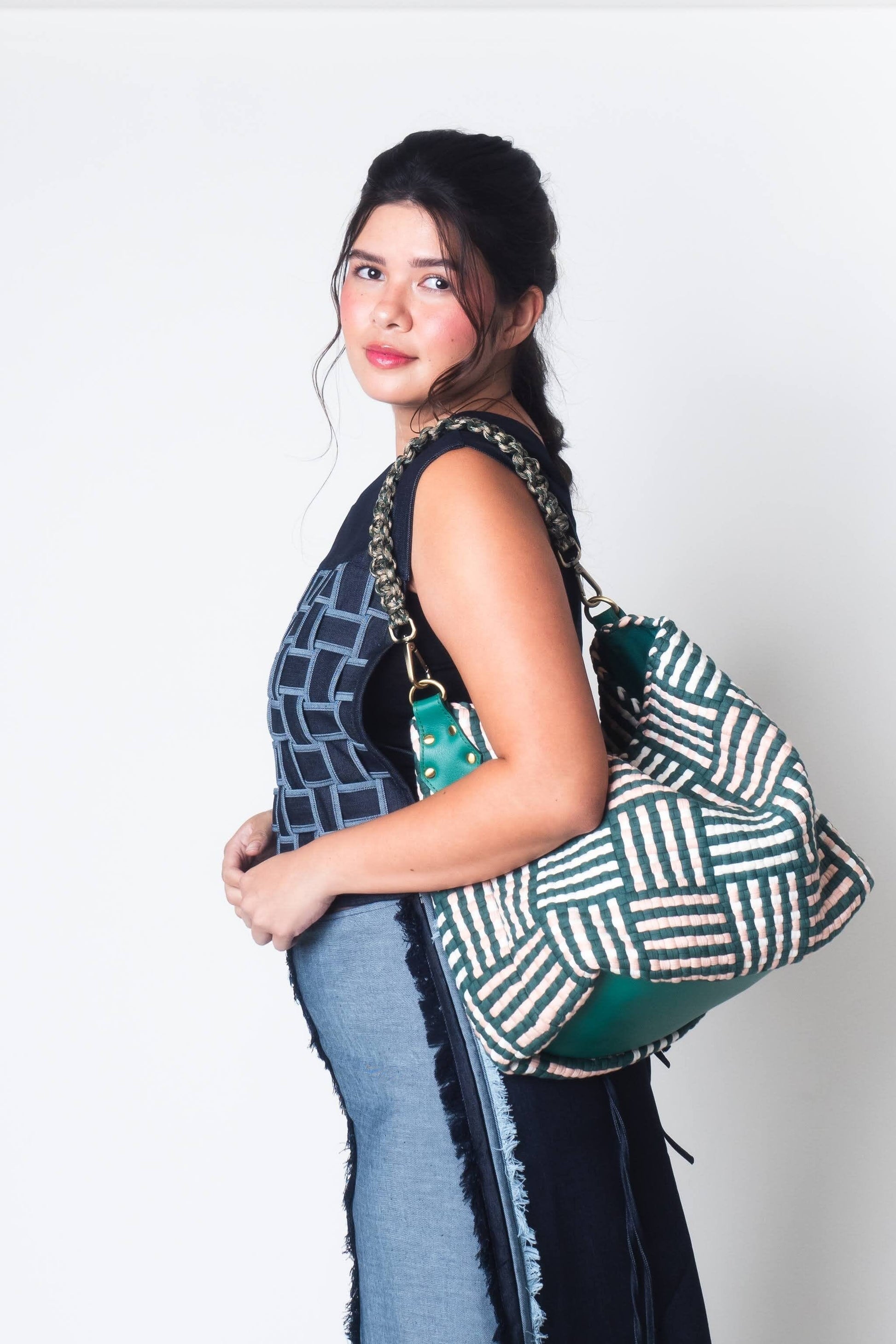 [Ready Today] Buslo Snap Mat Pattern Emerald & Blush Fashion Rags2Riches