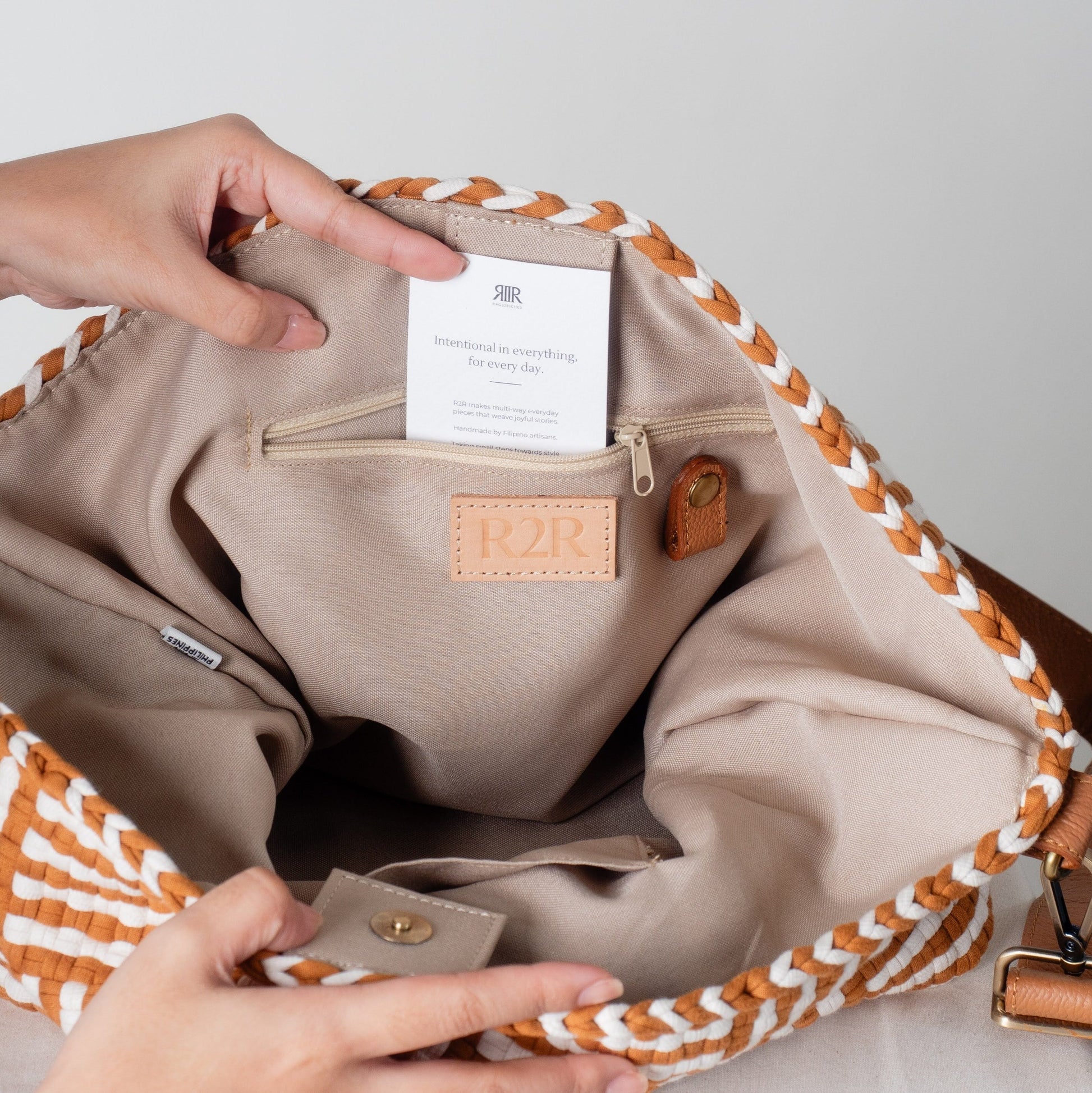 [Ready Today] Buslo Snap Mat Pattern Tan & Beige Fashion Rags2Riches