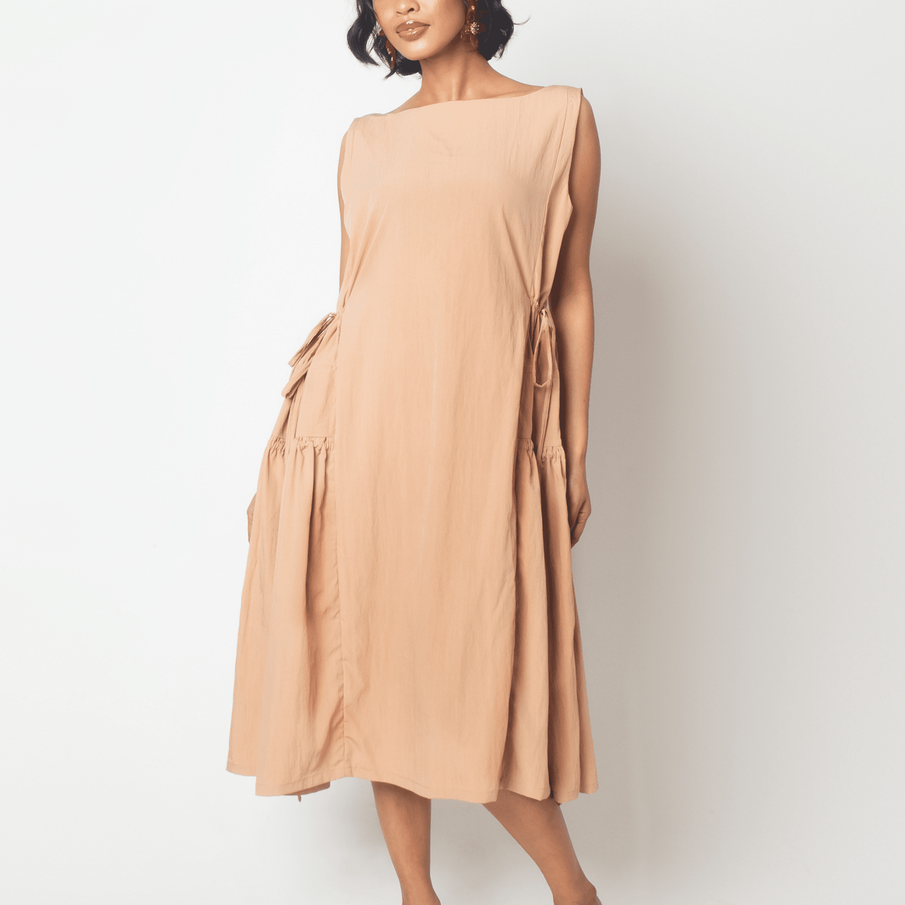 [Ready Today] Drawstring Dress Sand Fashion Rags2Riches