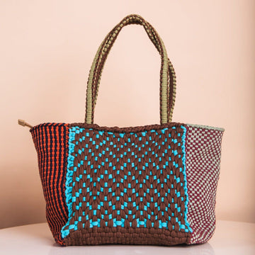 [Ready Today] Multi Weave Tote Large Santa Fe Fashion Rags2Riches