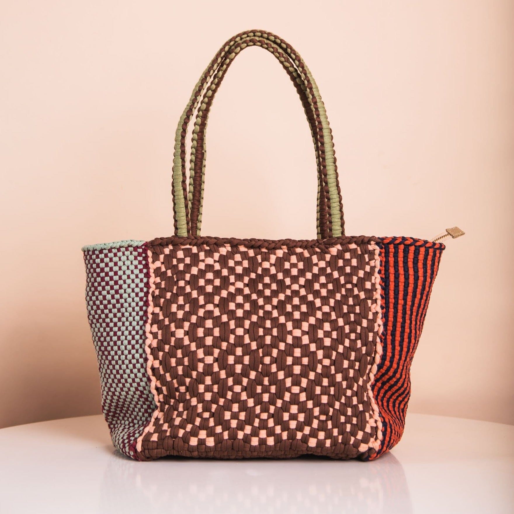 [Ready Today] Multi Weave Tote Large Santa Fe Fashion Rags2Riches