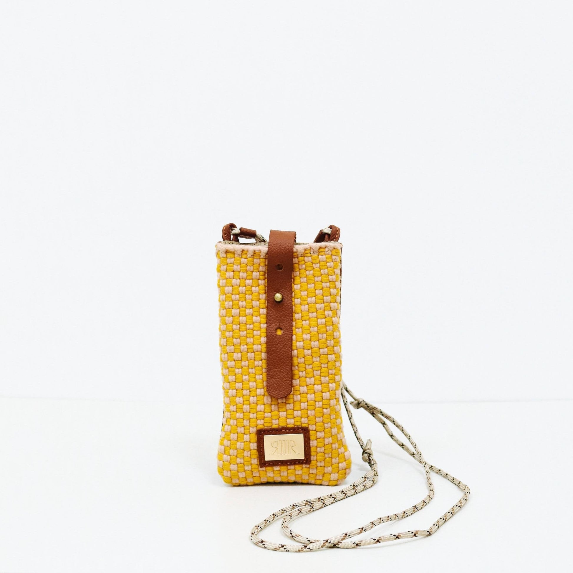 [Ready Today] Phone Sling Checkerboard Yellow & Blush Fashion R2R