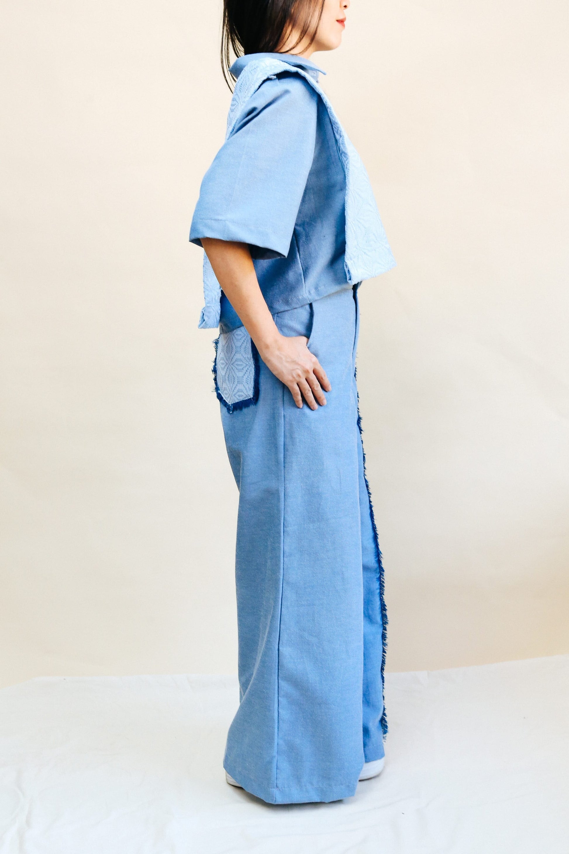 [Ready Today] Striped Wide-Legged Pants Chambray & Binetwagan Fashion Rags2Riches