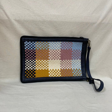 [SAMPLE] Laptop Sleeve Pastel with Black Leather Fashion Rags2Riches