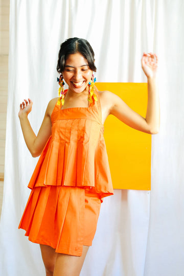 [SAMPLE] Pleated Skort Tangerine