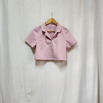 [SAMPLE] Polo Cropped Top Pink