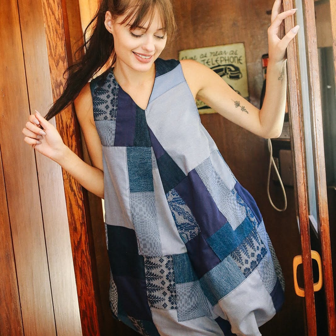 [SAMPLE] The Shirred Patchwork Dress Denim Fashion R2R On Repeat