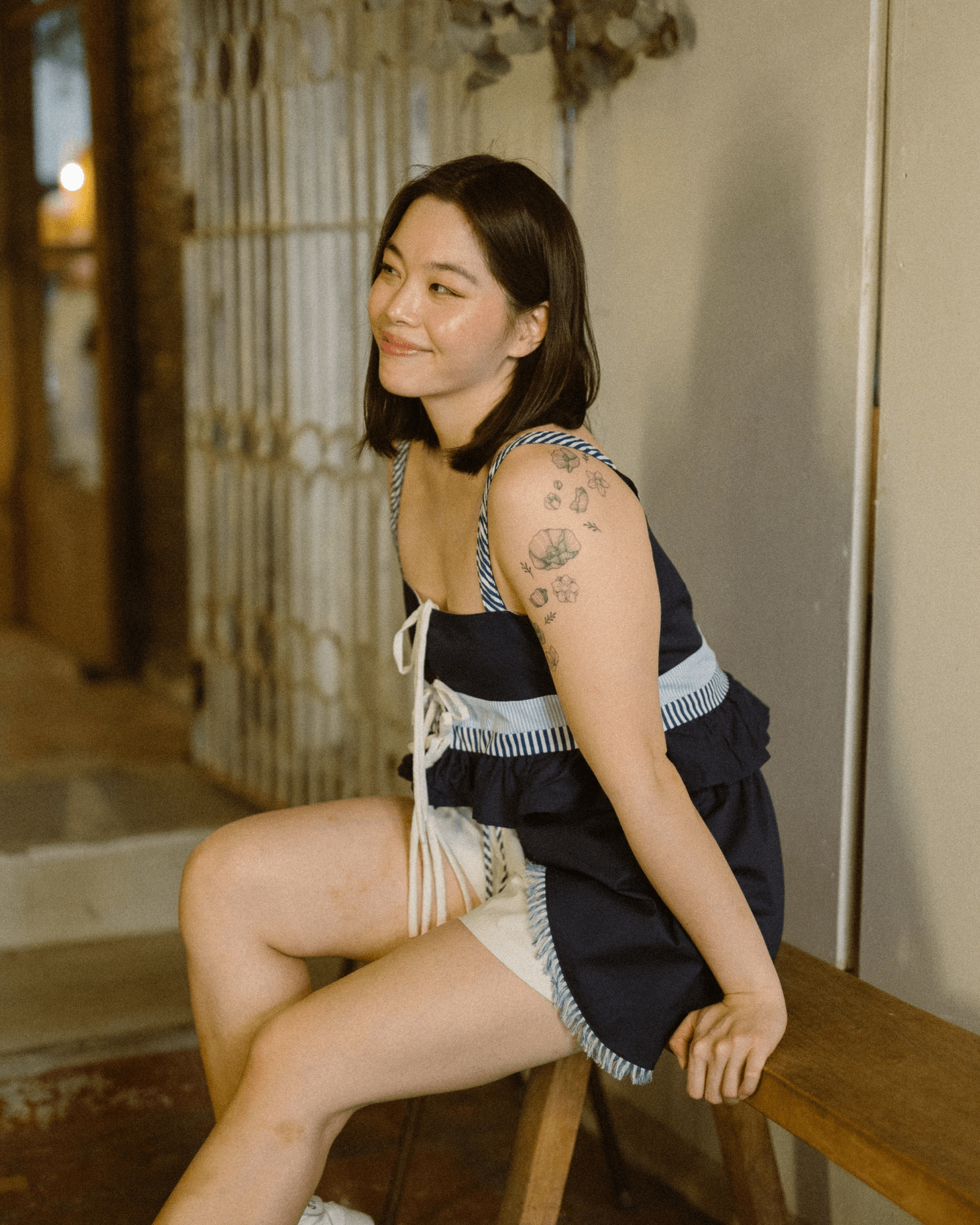 Tara Na Shorts Navy & White Fashion Rags2Riches