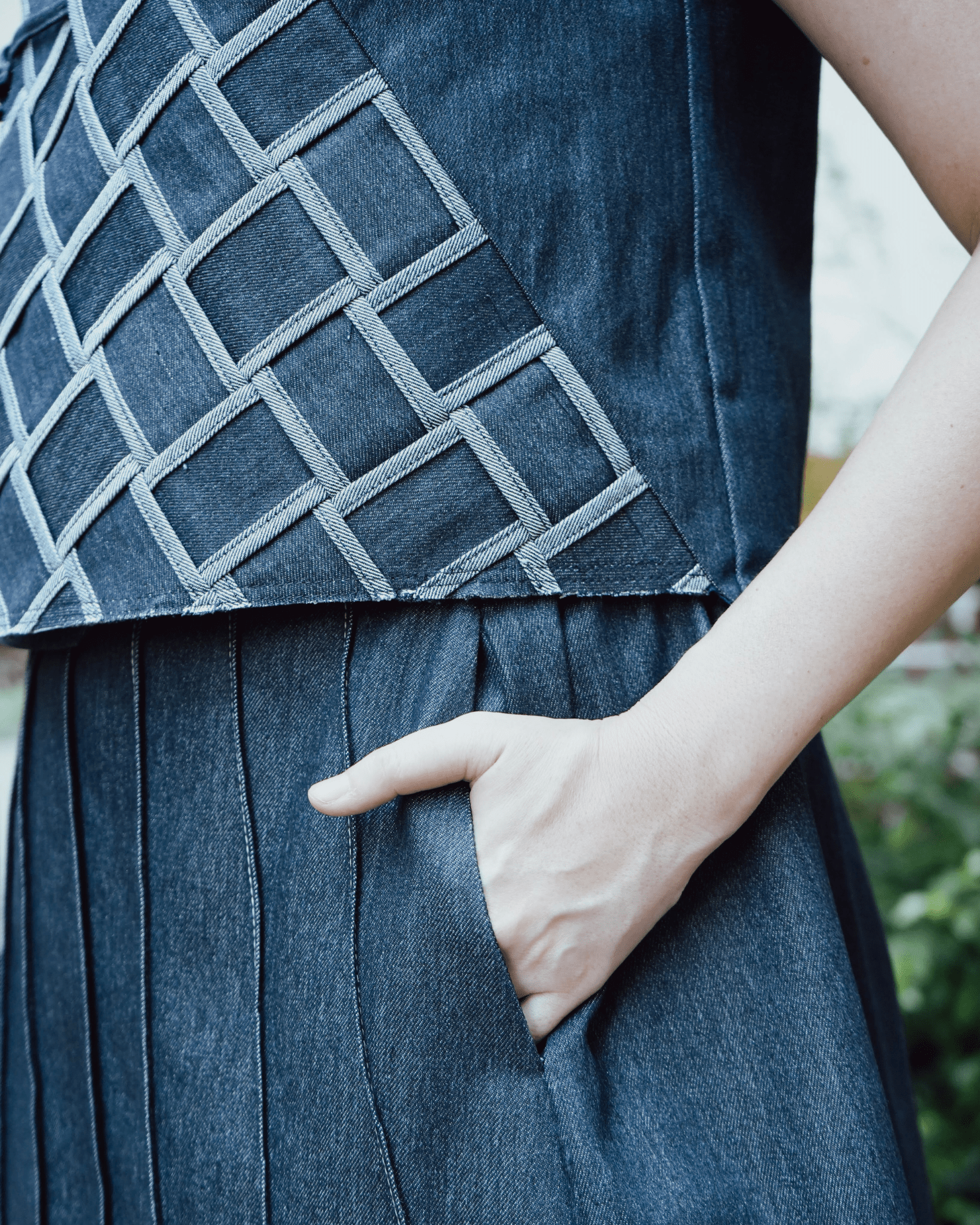 Woven Hanbok Vest Navy Blue Fashion R2R On Repeat