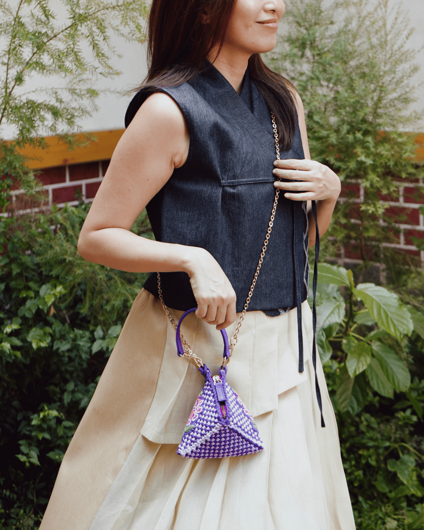 Woven Hanbok Vest Navy Blue Fashion R2R On Repeat