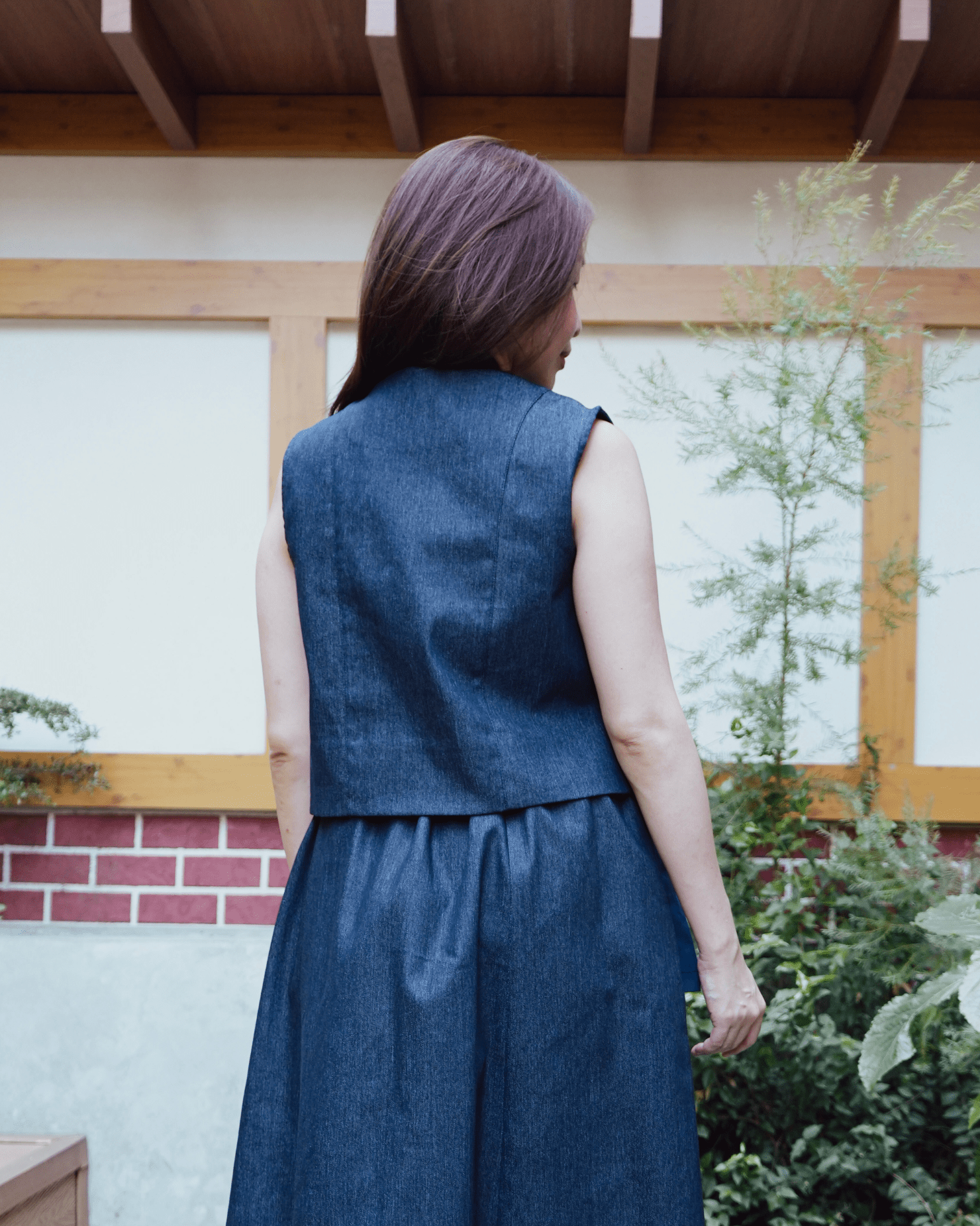 Woven Hanbok Vest Navy Blue Fashion R2R On Repeat