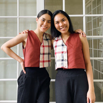 4-Way Top Maroon with Kantarines Windowpane