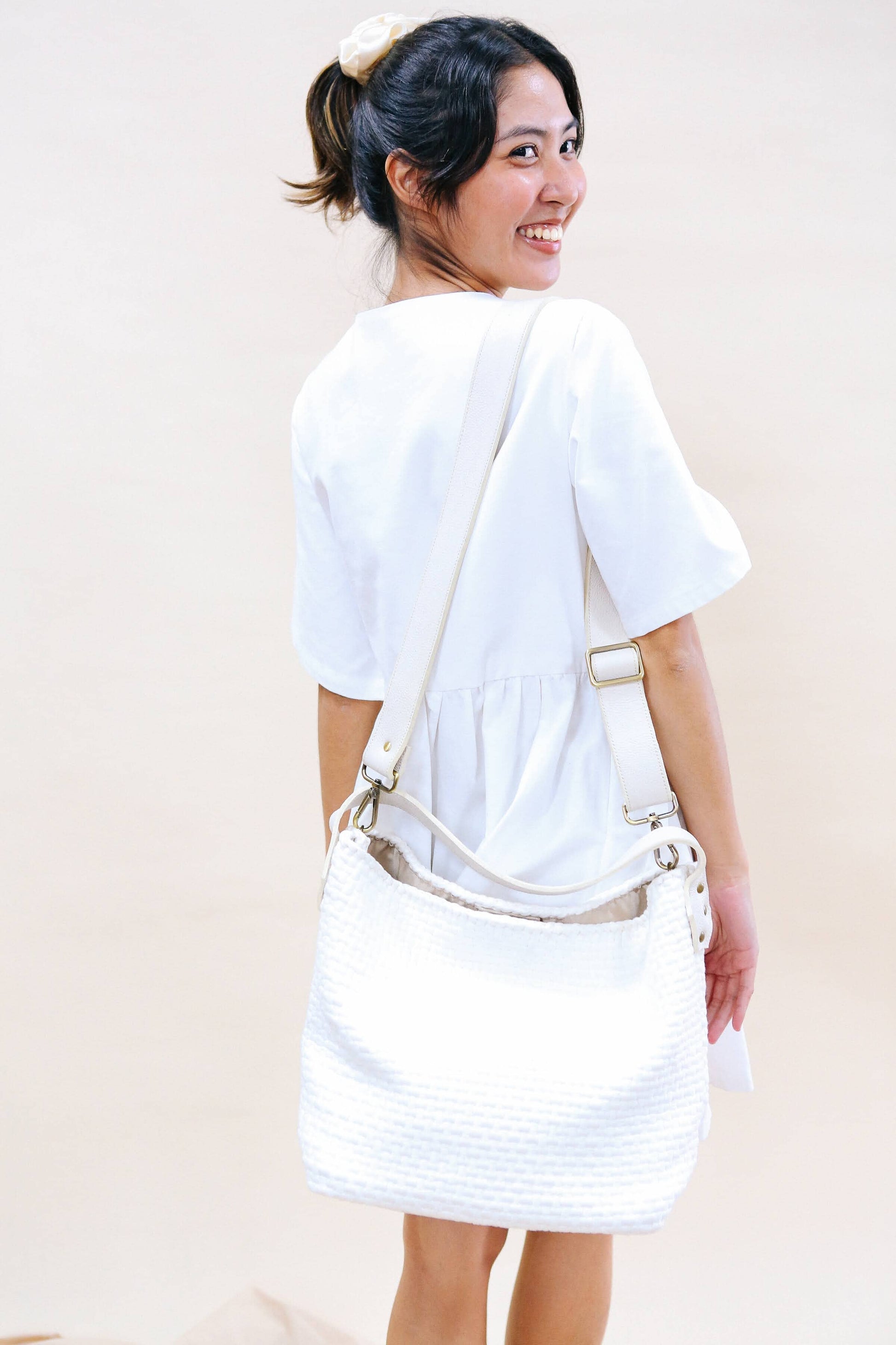 Adjustable Leather Bag Strap White Fashion Rags2Riches
