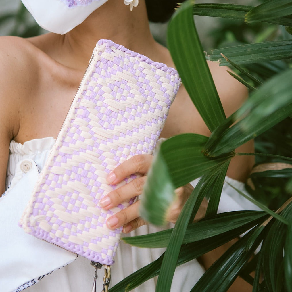 Cheska Wallet with Wristlet Lilac Diamond [Weddings] Fashion Rags2Riches