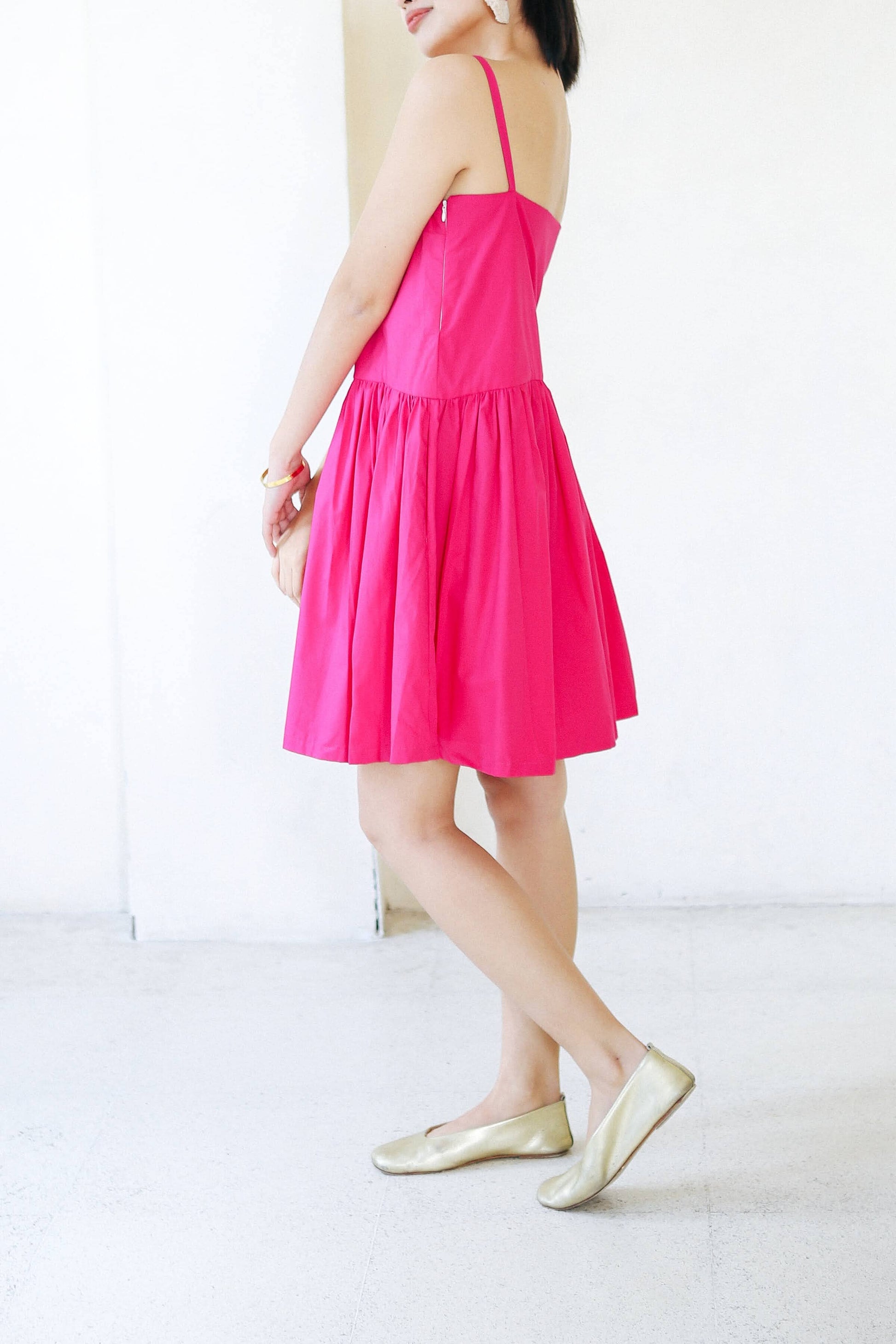 Drop Waist Dress (Mini) Hot Pink Fashion Rags2Riches