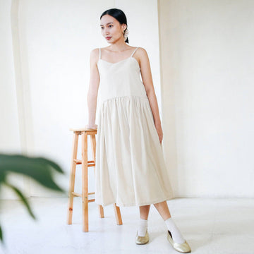 [SAMPLE] Drop Waist Dress (Long) Sand