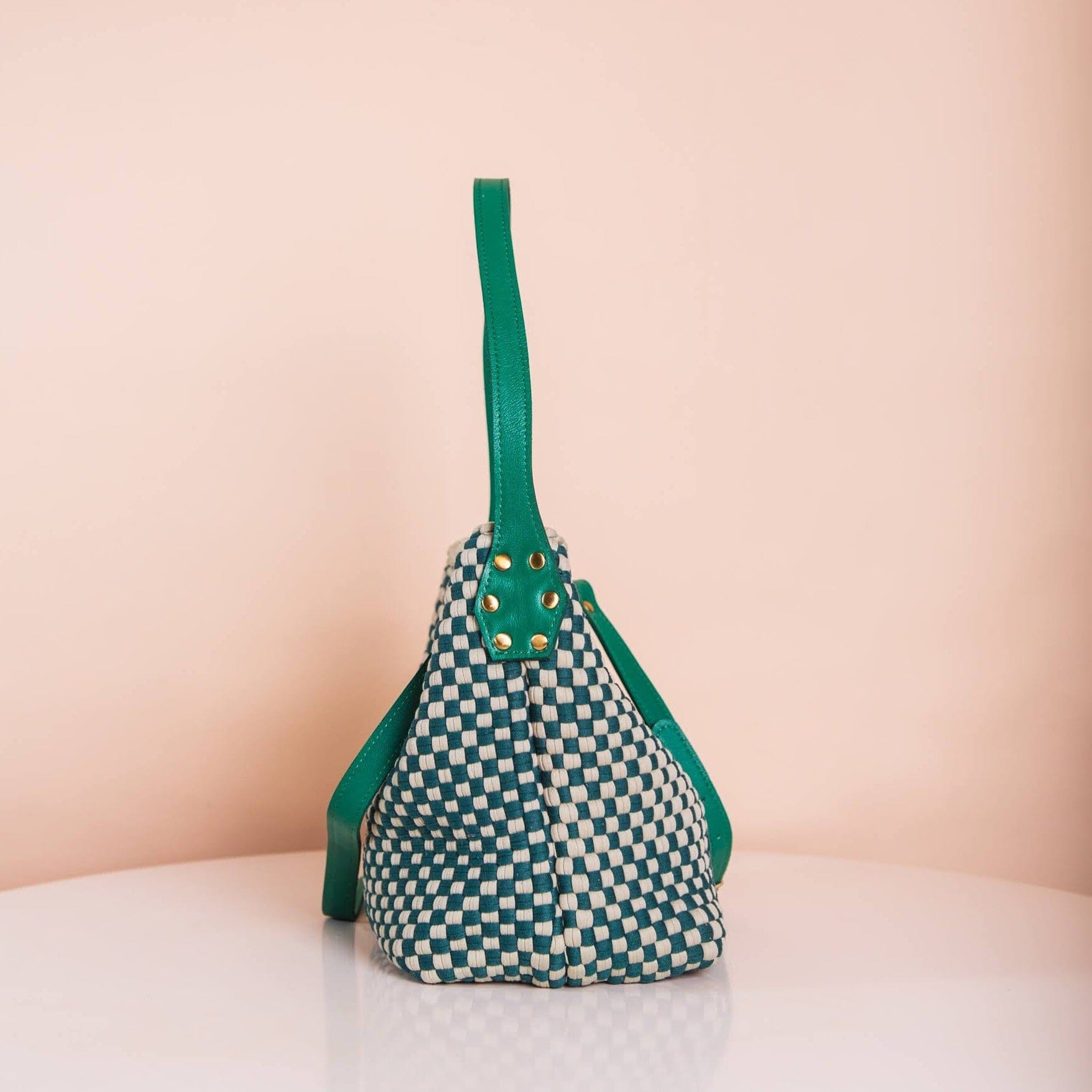 [Ready Today] Buslo Mini Checkerboard Sage & Emerald with Longer Handle Fashion Rags2Riches