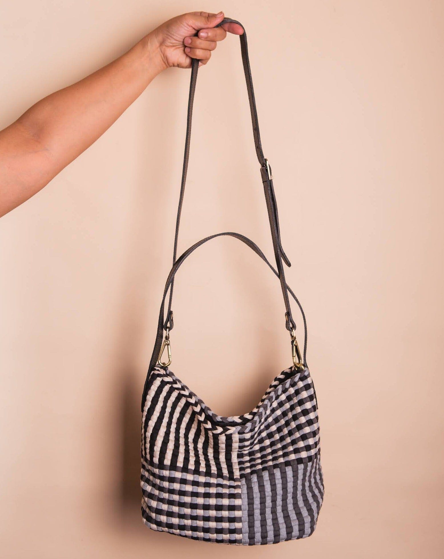 [Ready Today] Buslo Mini Stripe & Checkerboard Neutral with Longer Handle Fashion Rags2Riches