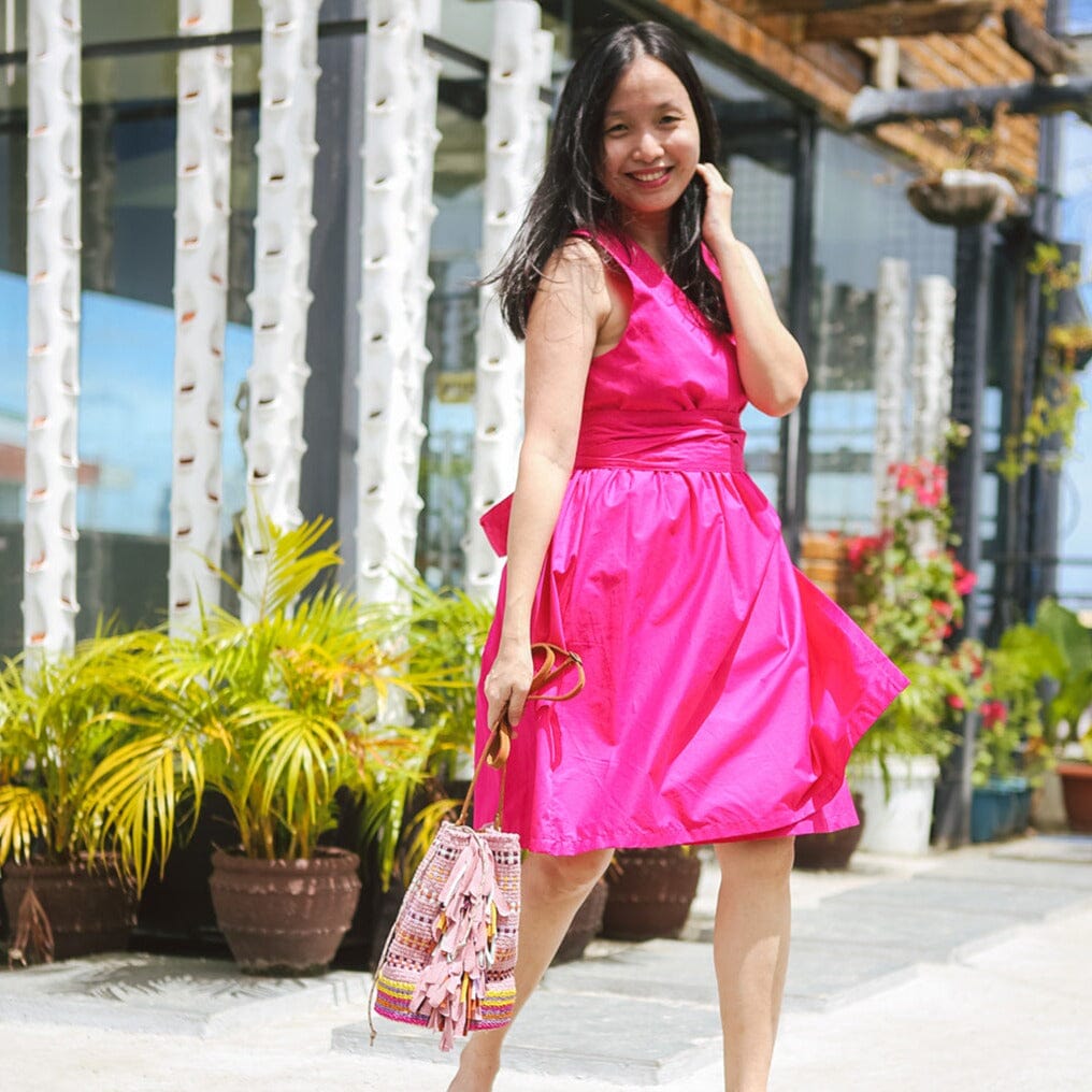 [Ready Today] The Essential Wrap Dress (Short) Hot Pink Fashion Rags2Riches