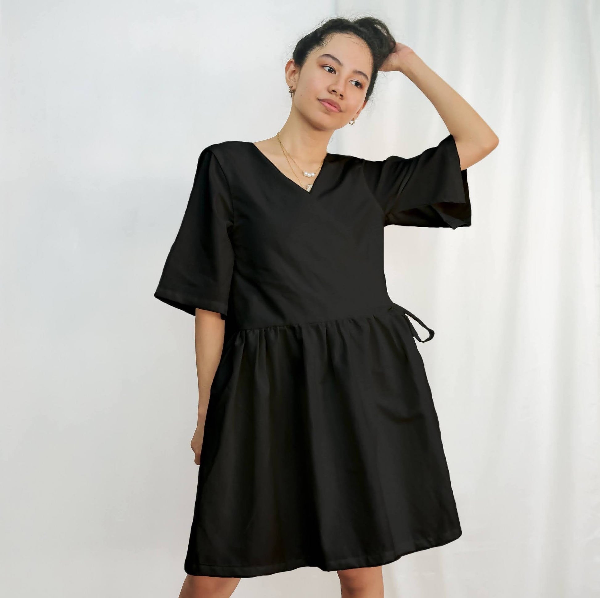 [Ready Today] The Relaxed Wrap Dress Black Fashion Rags2Riches