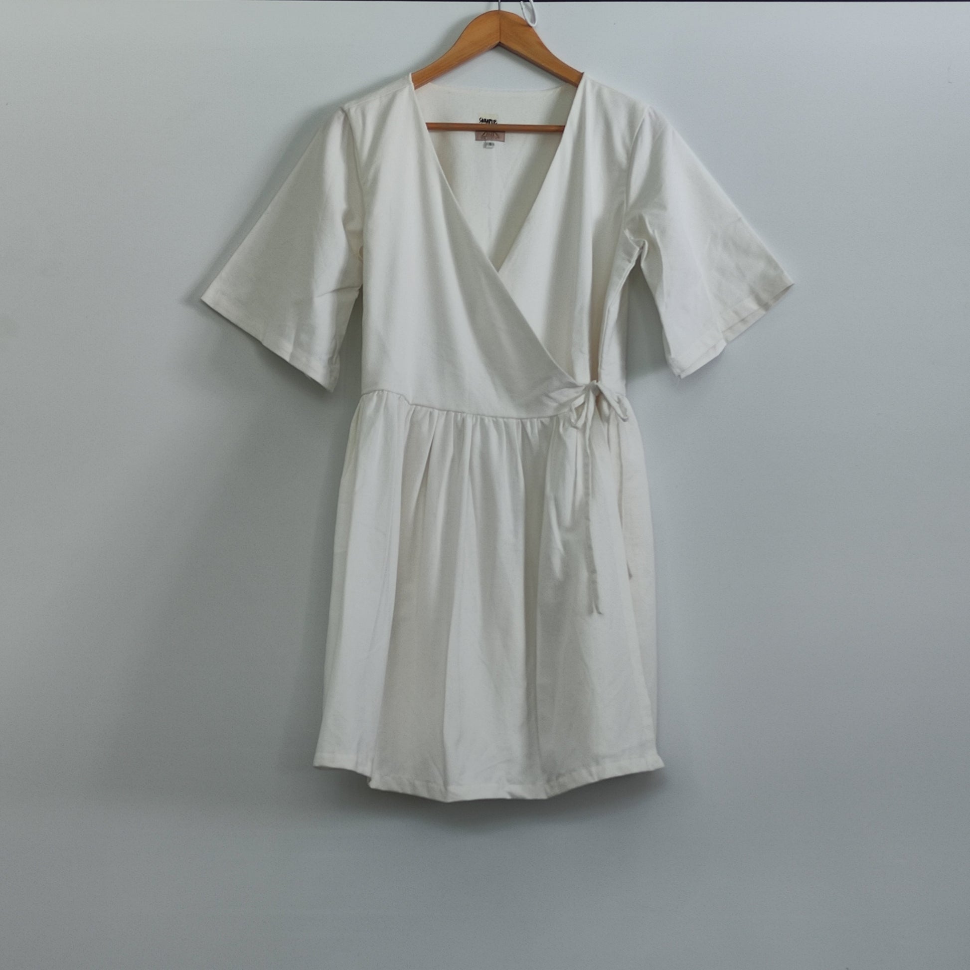 [SAMPLE] Relaxed Wrap Dress White Fashion Rags2Riches