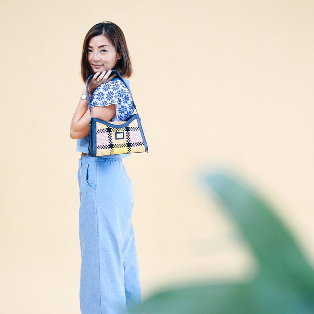 The 12-Way Peplum Top Chambray in Navy Floral Sinukitan Fashion Rags2Riches