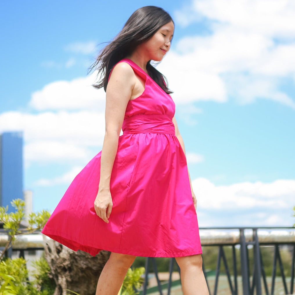 The Essential Wrap Dress (Short) Hot Pink Fashion Rags2Riches