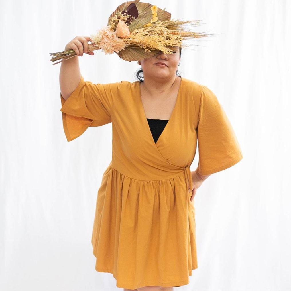 The Relaxed Wrap Dress Apricot Fashion Rags2Riches